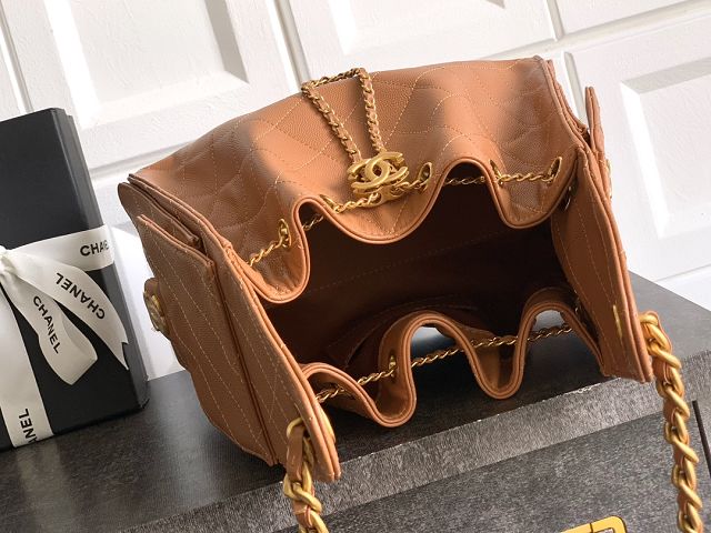 CC original grained calfskin 25 small handbag AS5293 caramel
