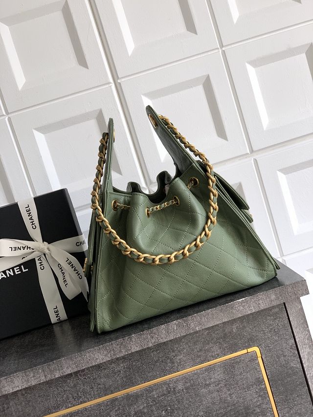 CC original grained calfskin 25 small handbag AS5293 matcha