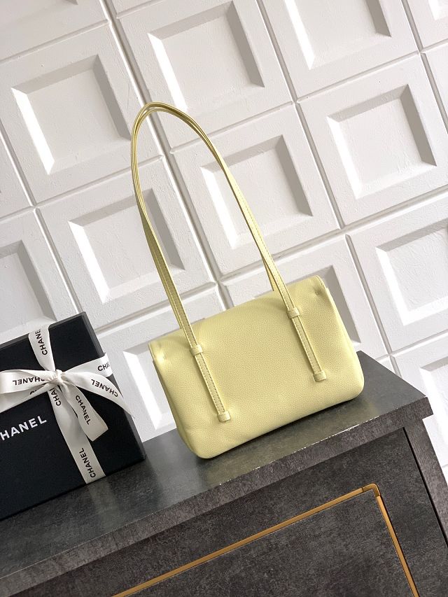 CC original grained calfskin small flap bag AS6130 yellow