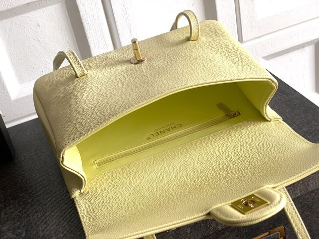 CC original grained calfskin small flap bag AS6130 yellow