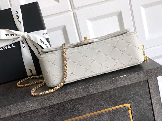CC original lambskin medium flap bag AS5756 light grey