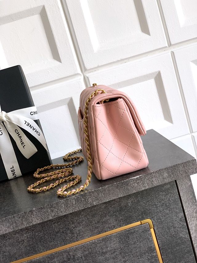 CC original lambskin mini flap bag AS5758 pink 