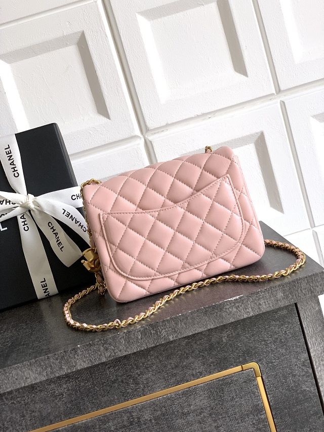 CC original lambskin mini flap bag AS5758 pink 