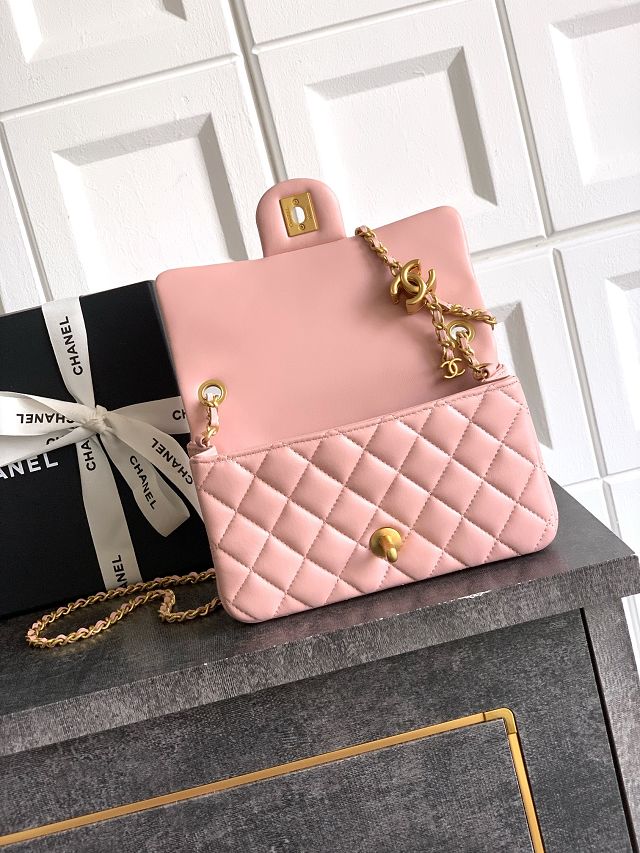 CC original lambskin small flap bag AS5759 pink