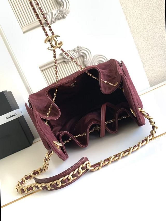 CC original suede calfskin 25 medium handbag AS5311 bordeaux
