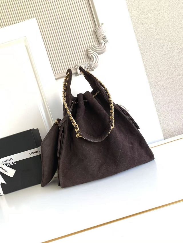 CC original suede calfskin 25 medium handbag AS5311 dark brown