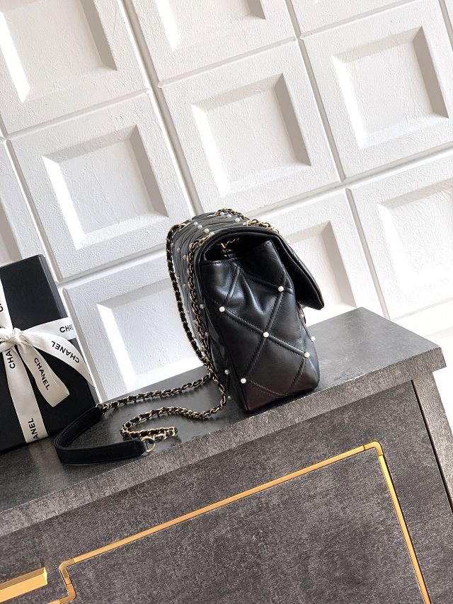 CC original lambskin medium flap bag AS1202 black