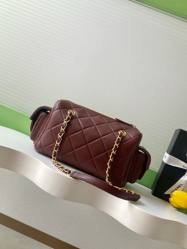 CC original lambskin small bowling bag AS5792 bordeaux