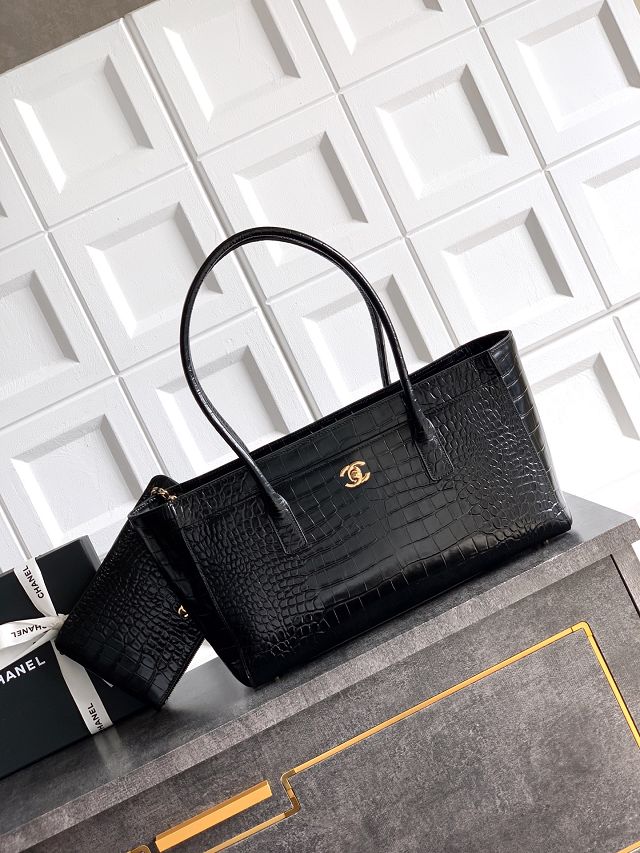 CC original crocodile calfskin small tote bag AS6243 black