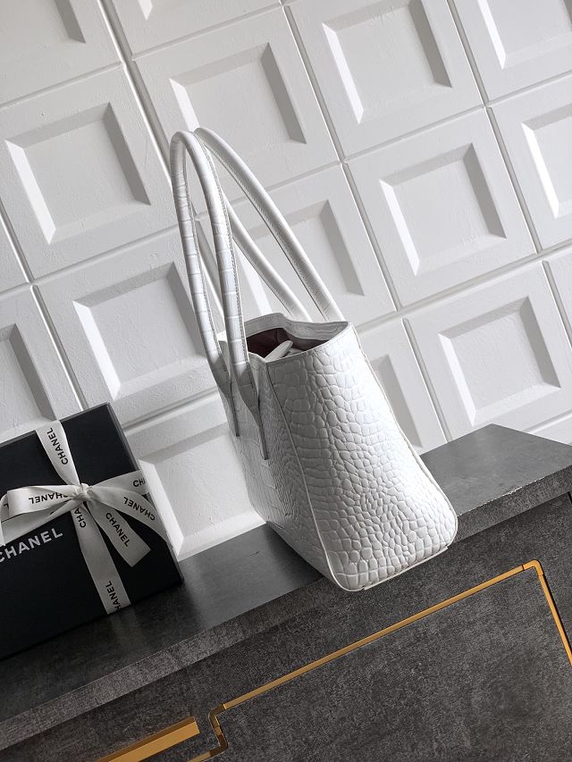 CC original crocodile calfskin small tote bag AS6243 white