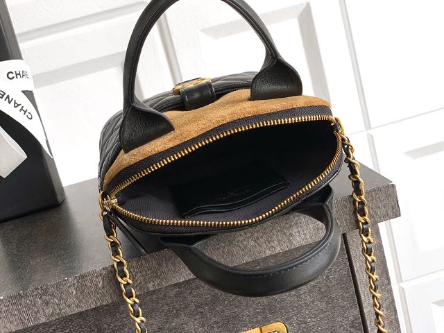 CC original suede&lambskin mini handbag AS4742 black&beige