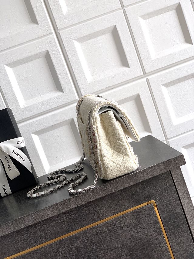 CC original tweed medium flap bag A01112 white&pink