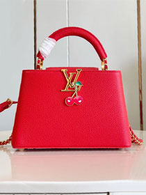 Louis vuitton original calfskin capucines BB handbag M25904 red