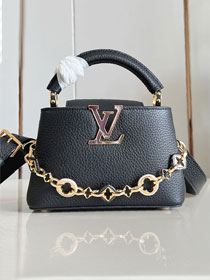 Louis vuitton original calfskin capucines mini handbag M14971 black