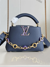 Louis vuitton original calfskin capucines mini handbag M14971 navy blue