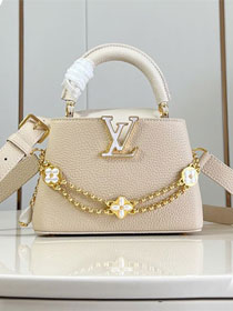 Louis vuitton original calfskin capucines mini handbag M15117 beige 
