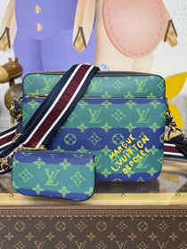 Louis vuitton original monogram canvas trio messenger bag M26026 green&blue