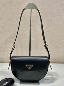 Prada original calfskin shoulder bag with flap 1BD365 black