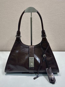 Prada original calfskin medium tote bag 1BG563 dark brown