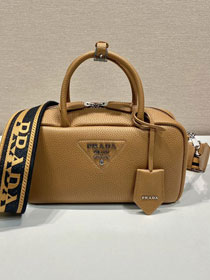 Prada original calfskin small handbag 1BB102 caramel