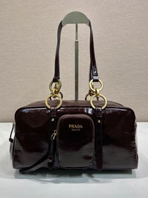 Prada original calfskin medium shoulder bag 1BB138 burgundy