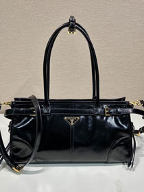 Prada original calfskin bonnie medium tote bag 1BA426 black