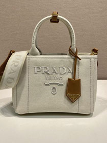 Prada original canvas jardiniere small handbag 1BG464 white