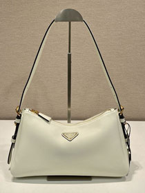 Prada original soft calfskin aimee medium shoulder bag 1BC229 white