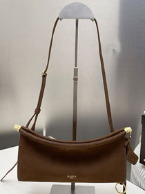 Alaia original nubuck calfskin le click east west small flap bag AL0021 brown