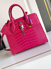 Louis vuitton original crocodile calfskin city steamer mm bag M84672 rose red
