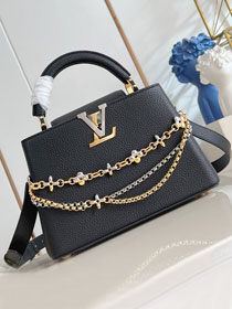 Louis vuitton original calfskin capucines BB handbag M26814 black
