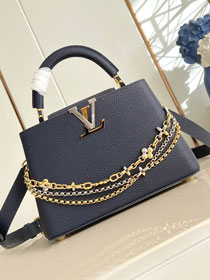 Louis vuitton original calfskin capucines BB handbag M26814 blue