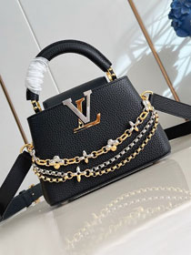 Louis vuitton original calfskin capucines mini handbag M26351 black