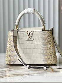 Louis vuitton original crocodile calfskin capucines BB handbag N93163 white&light yellow