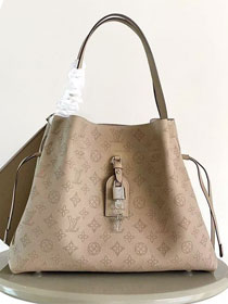 Louis vuitton original mahina leather boundless handbag M13180 grey