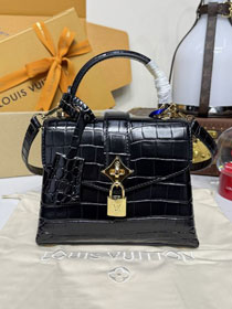 Louis vuitton original crocodile calfskin rose des vents mini handbag n84713 black