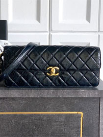 CC original shiny calfskin evening bag AS5642 dark blue